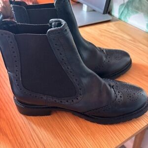 Next Elegant Black Ankle Boots with Brogue Accents